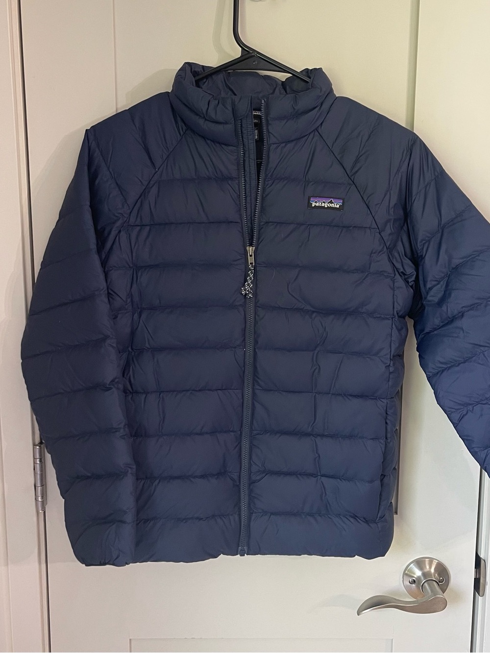 Patagonia Kids Down Fill Puffer Jacket Blue Large Full Zip Outdoor
